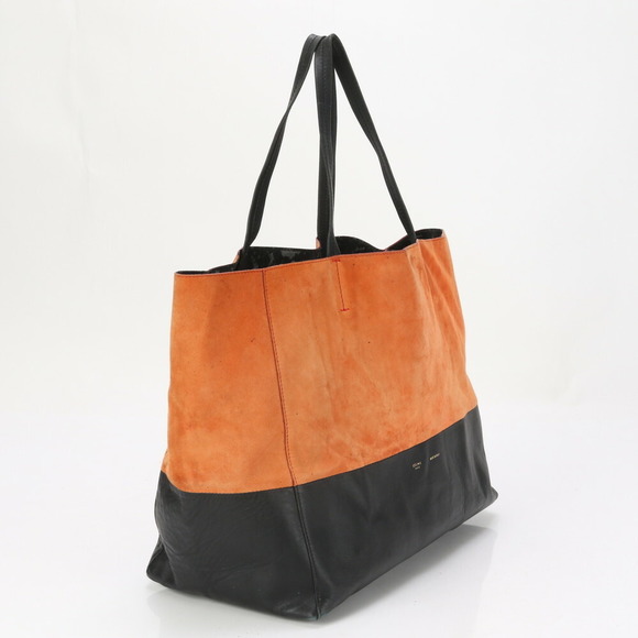 Celine Horizontal Hippo Black Orange Leather Tote Bag - Picture 3 of 14